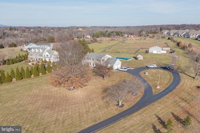 bird's eye view featuring a rural view