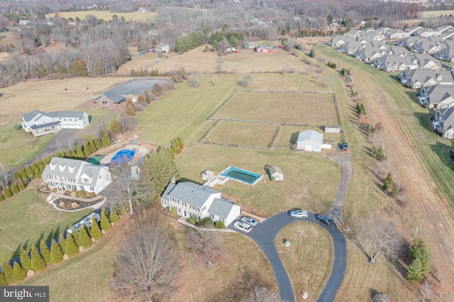 aerial view with a rural view