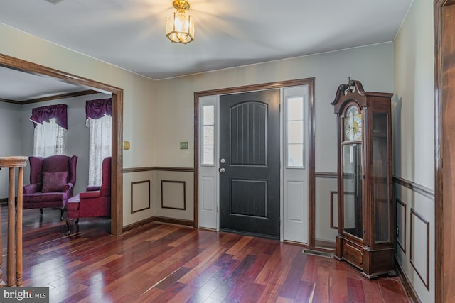 foyer entrance featuring dark hardwood / wood-style floors and a healthy amount of sunlight