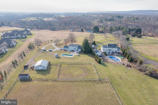 drone / aerial view with a rural view