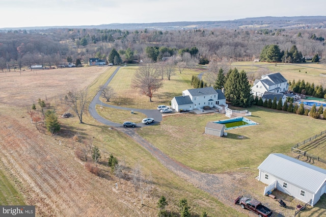 drone / aerial view with a rural view