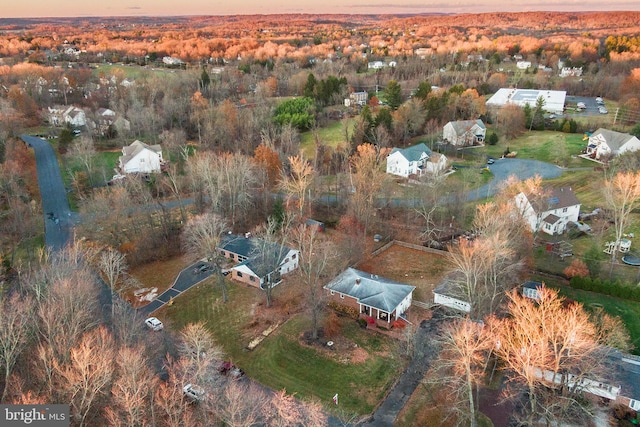 view of aerial view at dusk