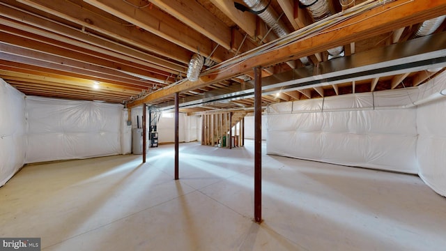 basement with water heater