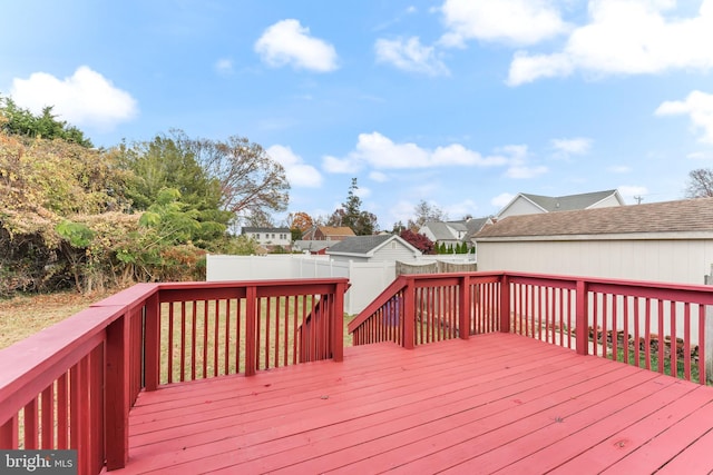 727 Clayton, New Castle, DE 19720 - wooden terrace with a fenced backyard and a residential view