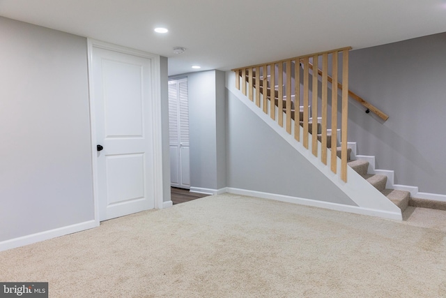 basement featuring carpet