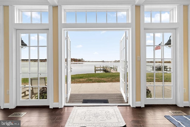 doorway with a water view