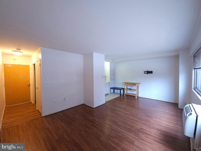 unfurnished room with dark wood-type flooring