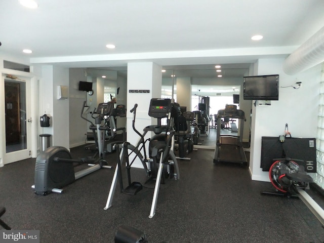 1710 Oakwood Ter Unit 3E, Penn Valley, PA 19072 - exercise room featuring recessed lighting