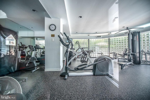 exercise room featuring a healthy amount of sunlight