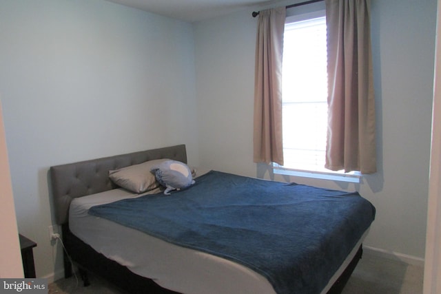 bedroom with carpet and multiple windows