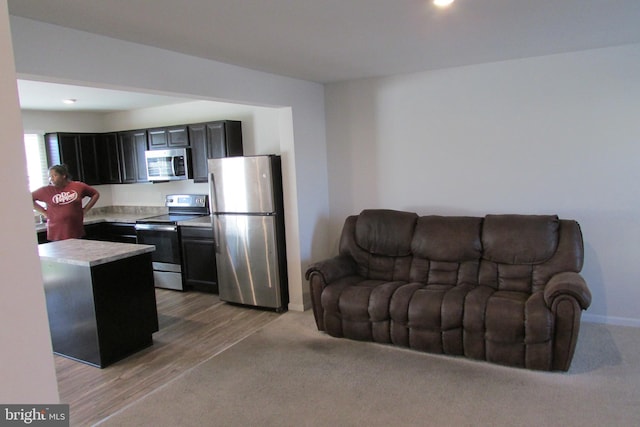 living room with light hardwood / wood-style floors