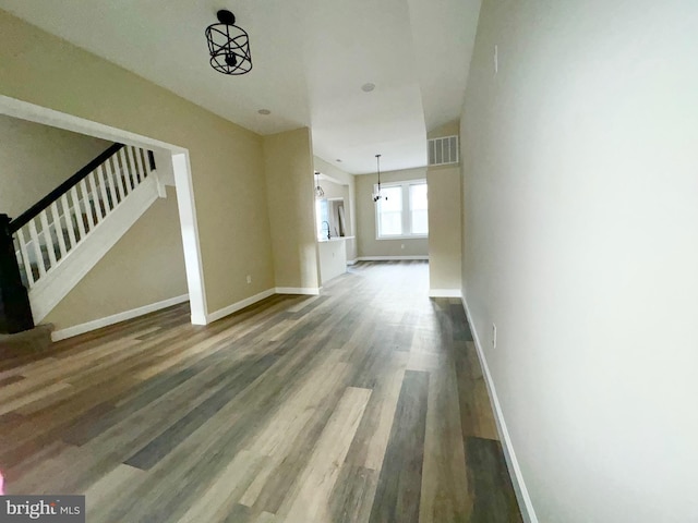 unfurnished living room featuring dark hardwood / wood-style floors