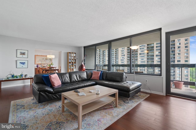 3701 S George Mason Dr Unit 1005N, Falls Church, VA 22041 - living area with baseboards, a textured ceiling, and wood finished floors
