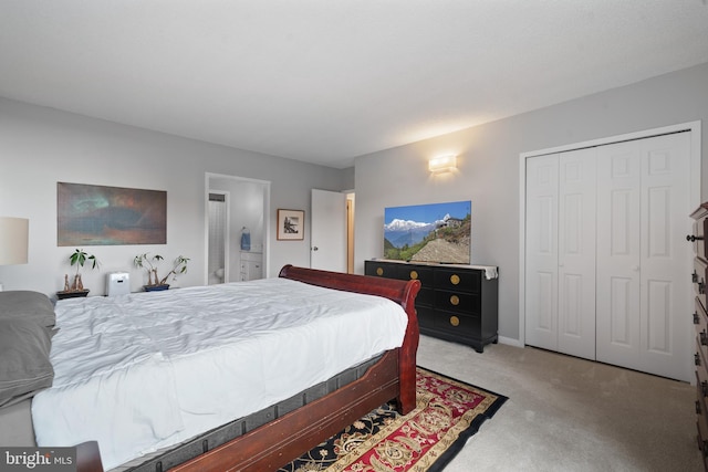 3701 S George Mason Dr Unit 1005N, Falls Church, VA 22041 - bedroom with baseboards, light colored carpet, and a closet