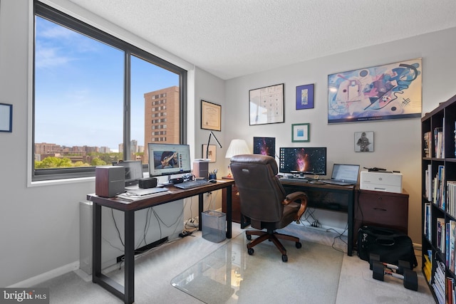 3701 S George Mason Dr Unit 1005N, Falls Church, VA 22041 - home office with baseboards, carpet flooring, and a textured ceiling