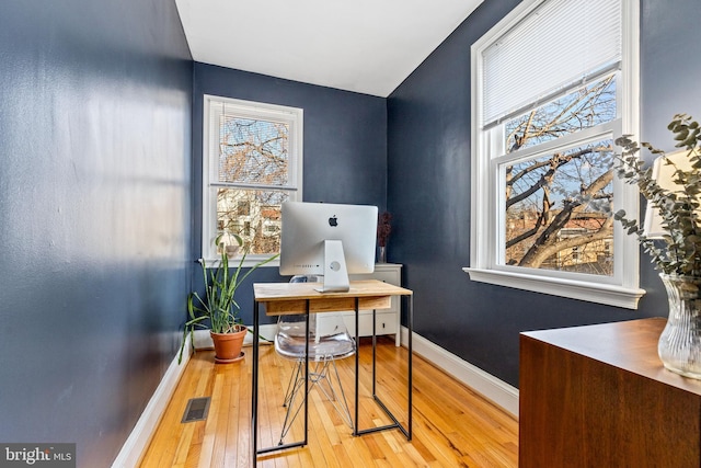 office space featuring light hardwood / wood-style flooring