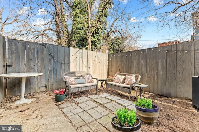 view of patio / terrace with an outdoor living space