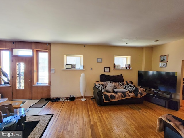 living room featuring light wood-type flooring