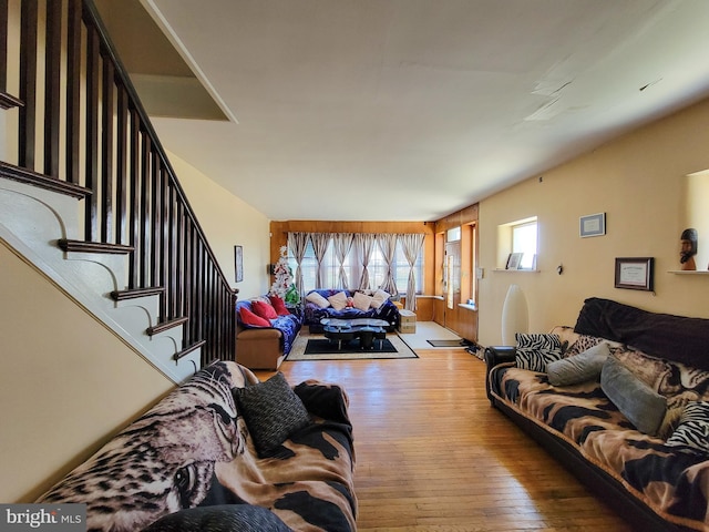 living room with light hardwood / wood-style floors