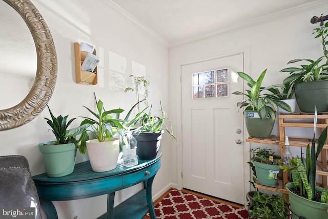 entrance foyer featuring crown molding