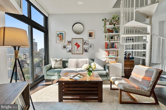 living room featuring hardwood / wood-style floors