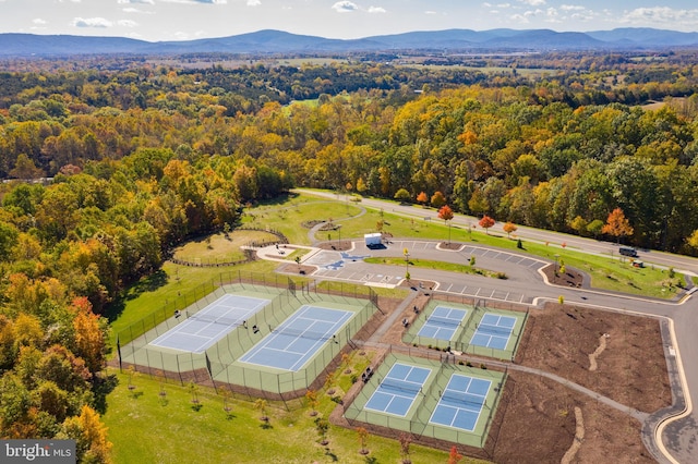 bird's eye view with a mountain view