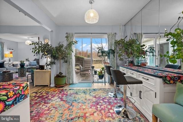 home office with light wood-type flooring