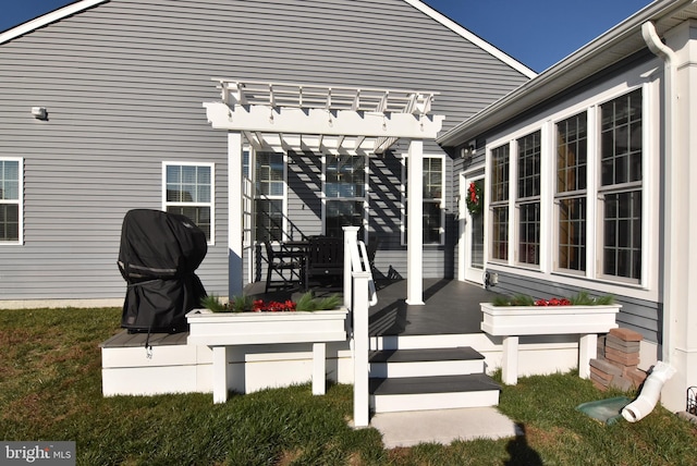 exterior space featuring a pergola and grilling area