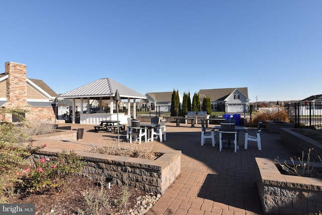 view of patio featuring a gazebo