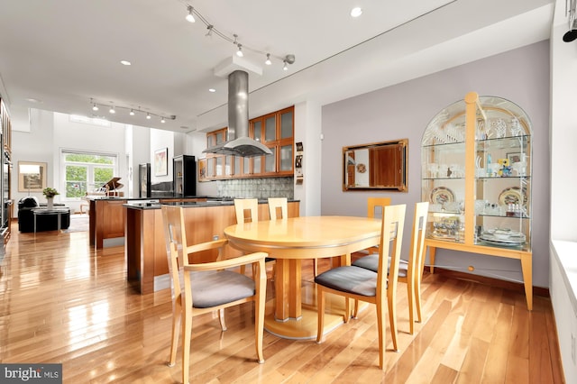 dining area with light hardwood / wood-style flooring