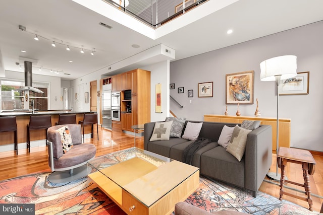 living room featuring light hardwood / wood-style floors