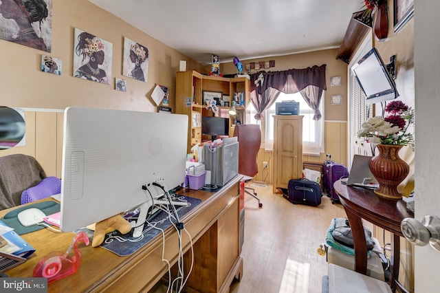 office area featuring light wood-style floors