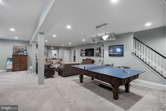 playroom with light colored carpet