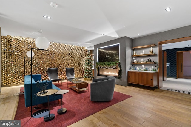 living room with light hardwood / wood-style floors