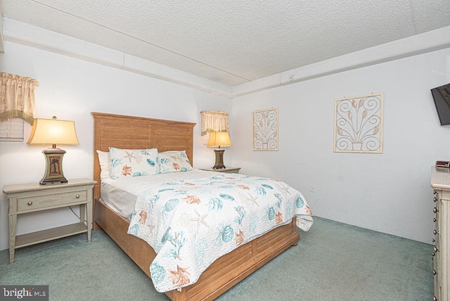 bedroom featuring carpet floors and a textured ceiling