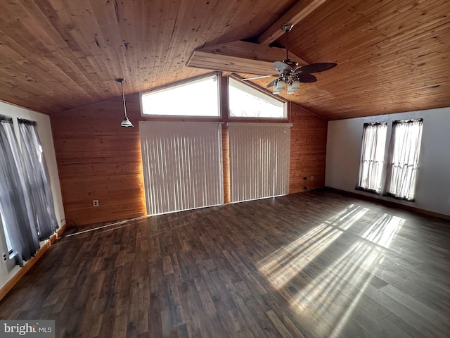 bonus room with hardwood / wood-style flooring, vaulted ceiling with beams, and a healthy amount of sunlight