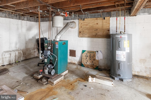 utility room featuring water heater