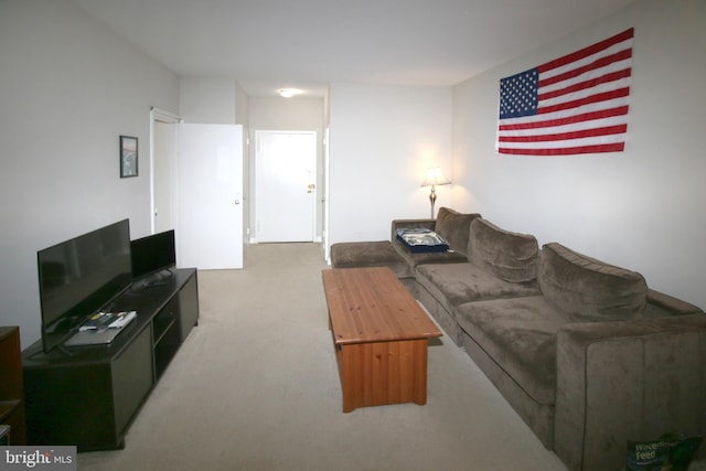 living room with light carpet