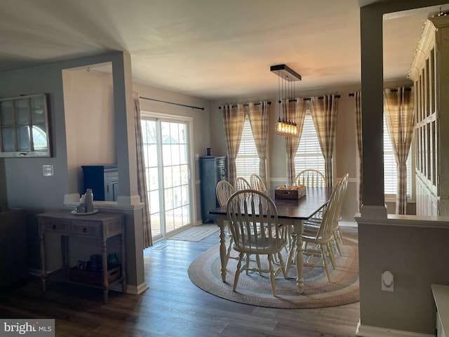 dining room with hardwood / wood-style flooring