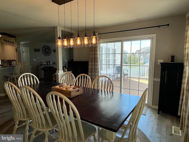 dining room with light hardwood / wood-style flooring