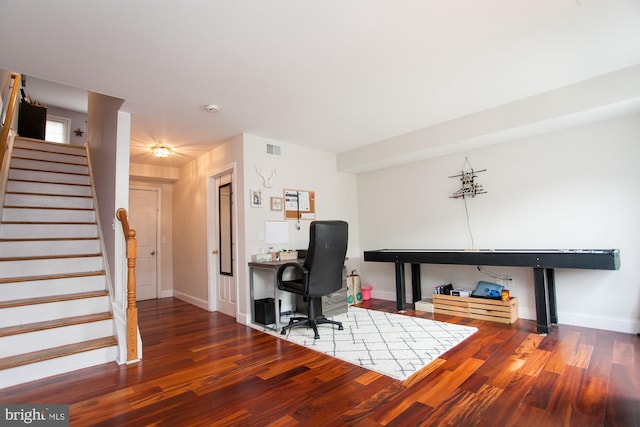 office featuring dark hardwood / wood-style floors