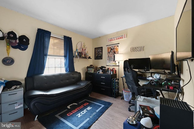 office space featuring light wood-type flooring