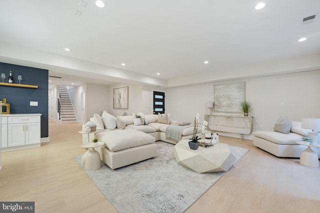 living room featuring light hardwood / wood-style floors