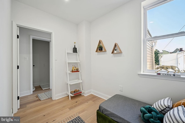 sitting room with light hardwood / wood-style floors