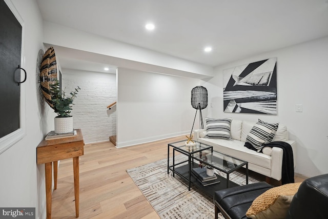 living room with light hardwood / wood-style floors