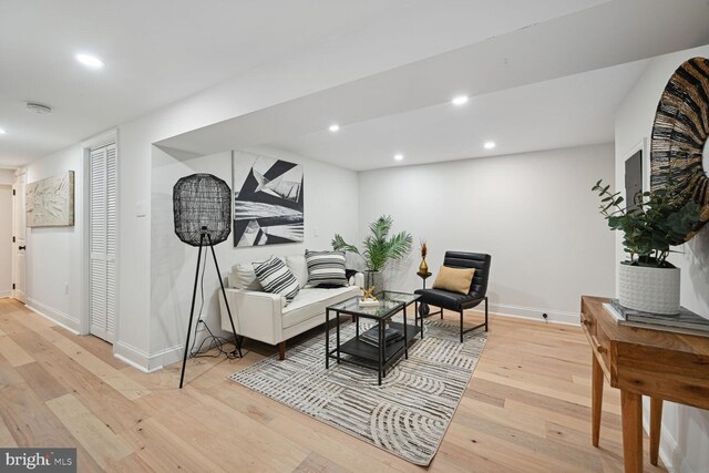 living room featuring light hardwood / wood-style flooring