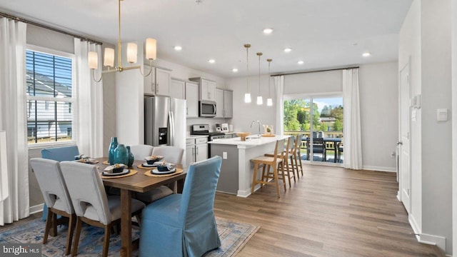 dining room featuring light wood-type flooring