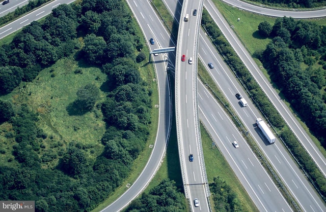 aerial overview of property's location featuring a main thoroughfare
