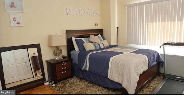 bedroom with multiple windows and a closet