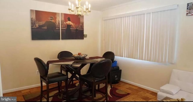 dining room with an inviting chandelier